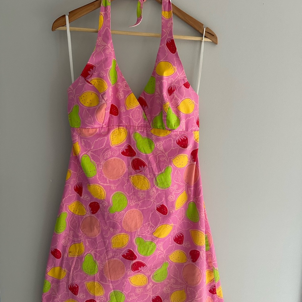 Lilly Pulitzer Colorful Fruit Print Halter Dress